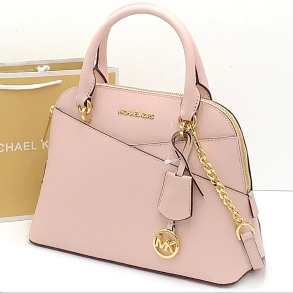 Michael Kors Jet Set Travel Medium Leather Dome Satchel Powder Blush Multi - Picture 10 of 16
